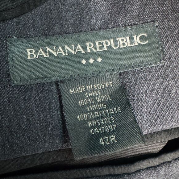 Banana Republic 100% Wool Three Button Blazer Jacket Mens 42R Charcoal Gray - Picture 3 of 16